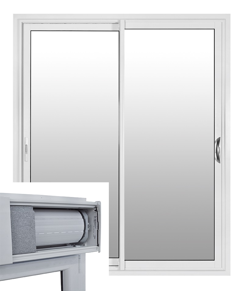 Baie vitrée Alu 2 vantaux blanc RAL 9016 avec volet roulant intégré E — free download