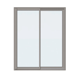 Baie vitrée Alu 2 vantaux blanc RAL 9016 avec soubassement plein