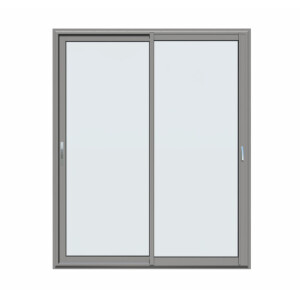 Baie vitrée Alu 2 vantaux blanc RAL 9016 avec volet roulant intégré