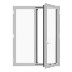 Porte-fenêtre frappe Alu ouvrant caché 2 vantaux blanc RAL 9016