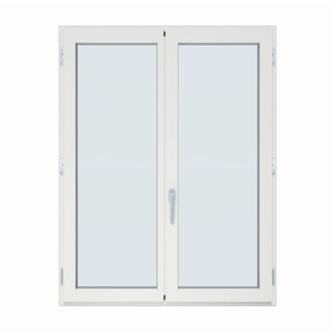 Fenêtre frappe Alu ouvrant visible 2 vantaux blanc 9016 petits-bois 26x8 intégrés