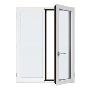 Fenêtre frappe Alu ouvrant visible 1 vantail blanc RAL 9016 vitrage imprimé 200